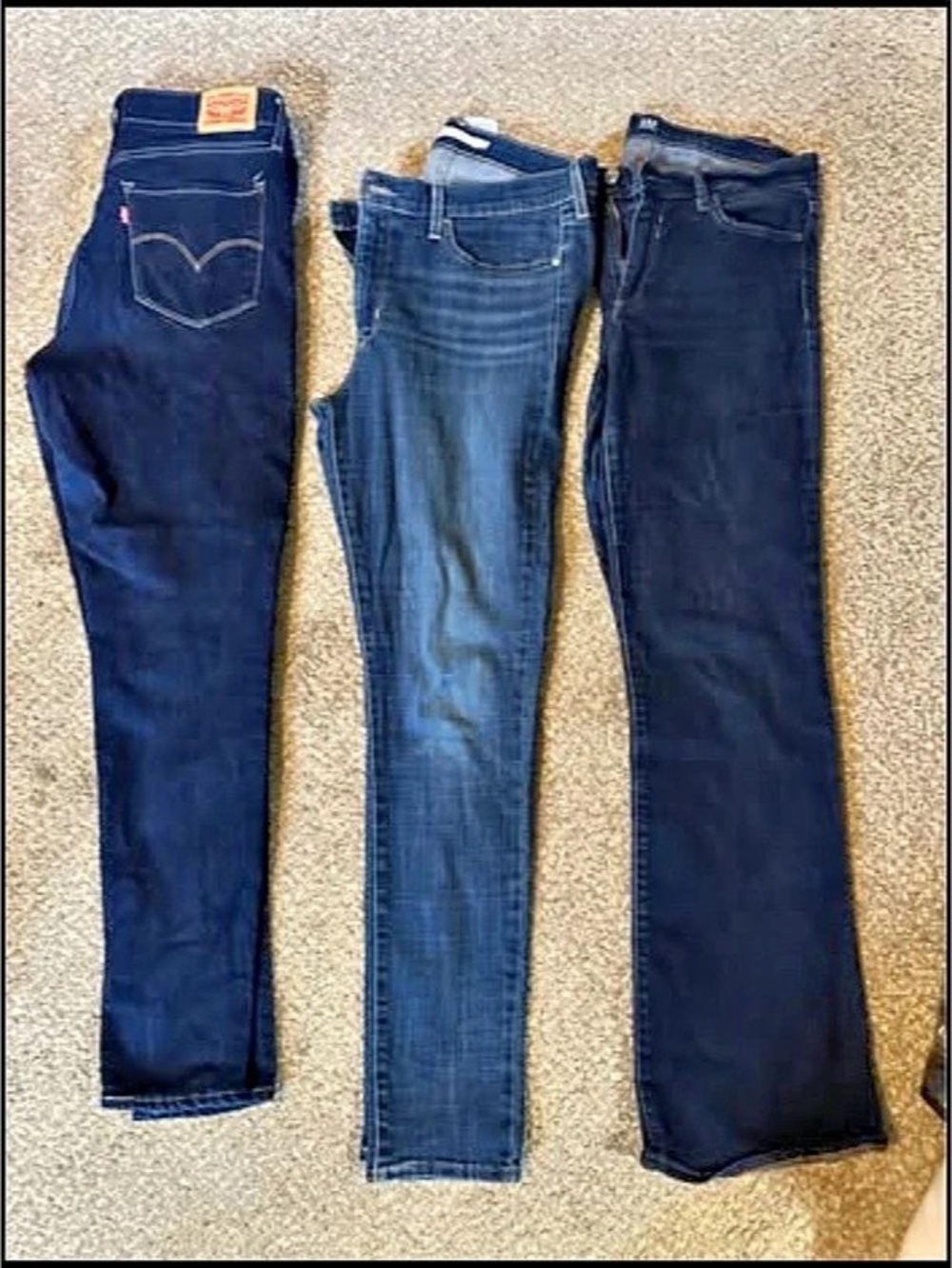 Levi skinny jeans and Gap boot cut